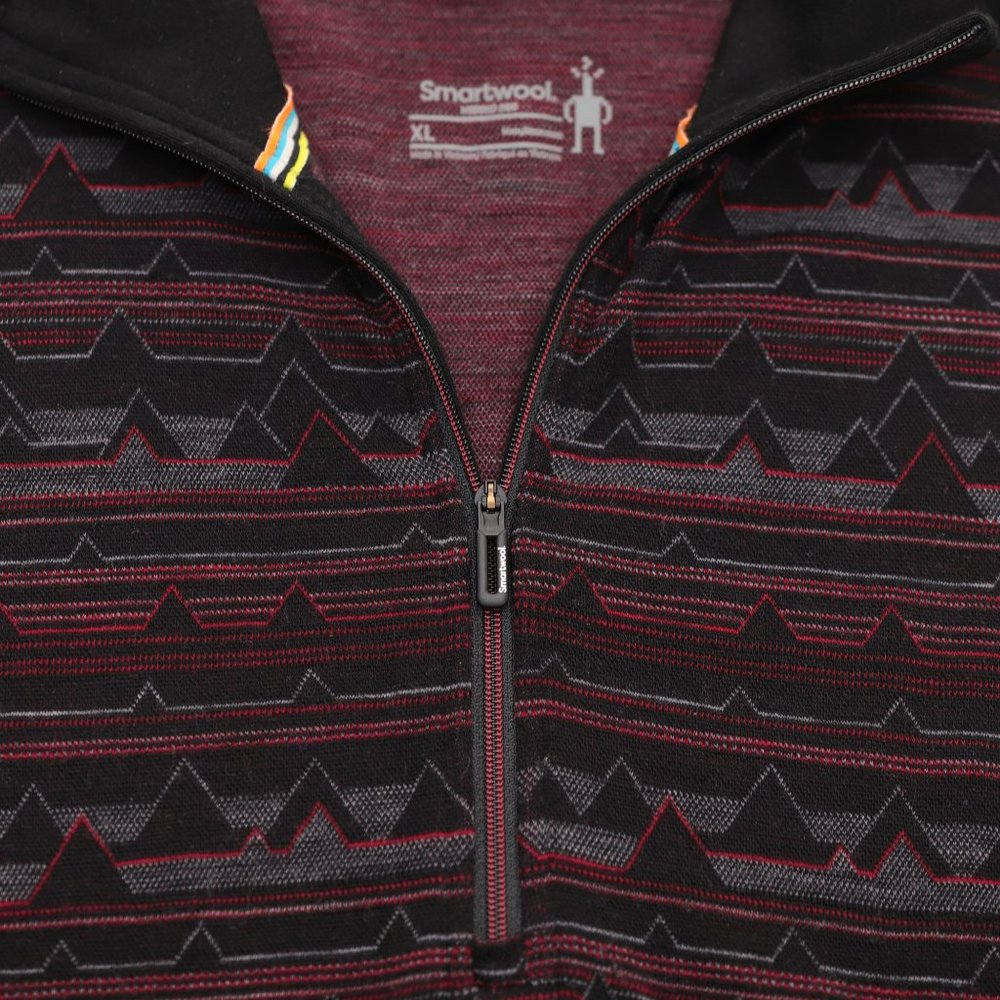 Smartwool Merino 250 Baselayer 1/4 Zip Shirt Sweater Men's XL Black/Red - Picture 9 of 11